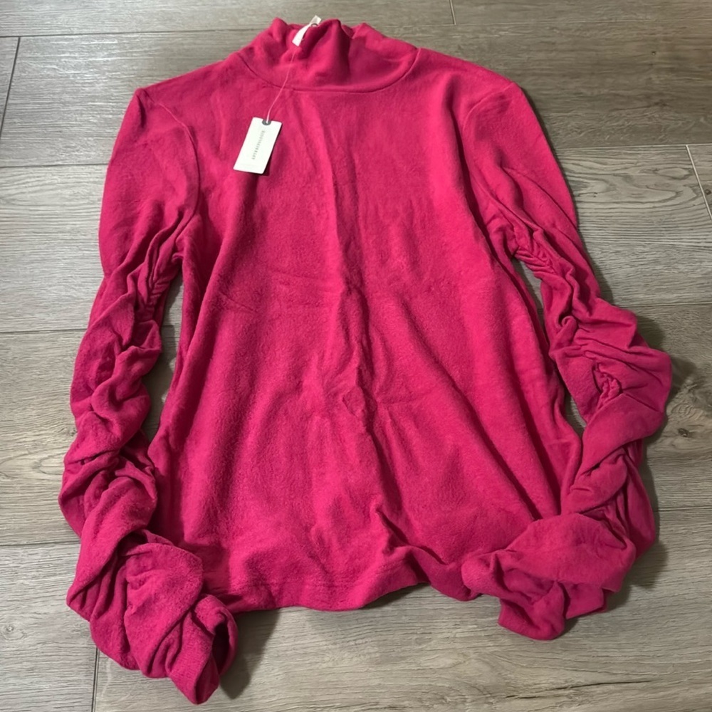 NWT! By Anthropologie Raspberry Ruched-Sleeve Tur… - image 6